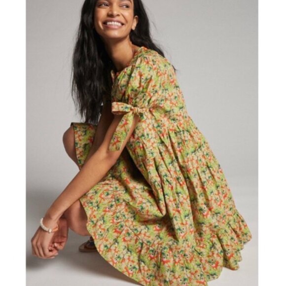 NWT Anthropologie Auretta Beaded Floral Mini Dress Size XS 100% Cotton HTF - Picture 15 of 16